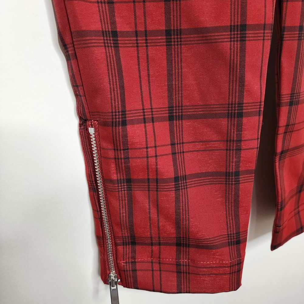 WeWoreWhat Y2K Plaid Moto Jumpsuit Overalls Stretch Buckle Adjustable Straps Red - Picture 6 of 9